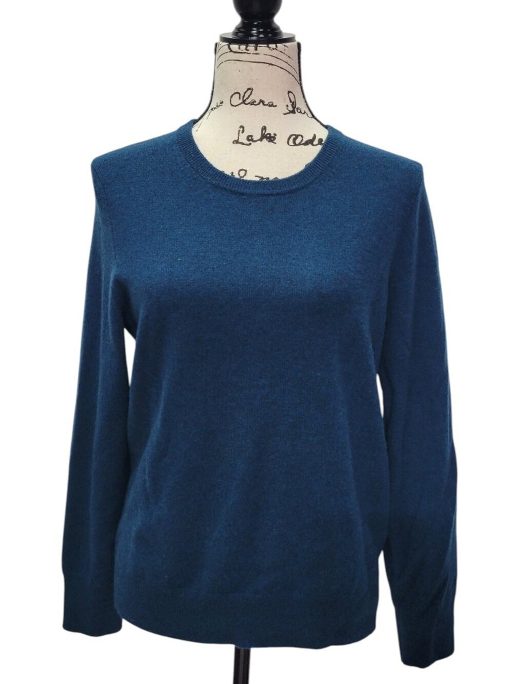 NWT Naadam 100% Cashmere Crewneck Sweater Peacock Blue Size Medium